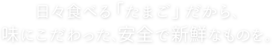 日々食べる「たまご」だから、味にこだわった、安全で新鮮なものを。